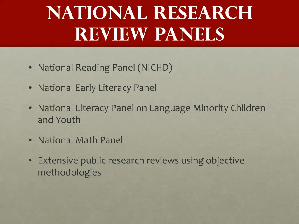 national research review panels