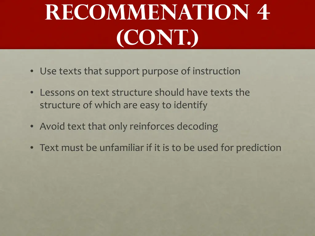 recommenation 4 cont