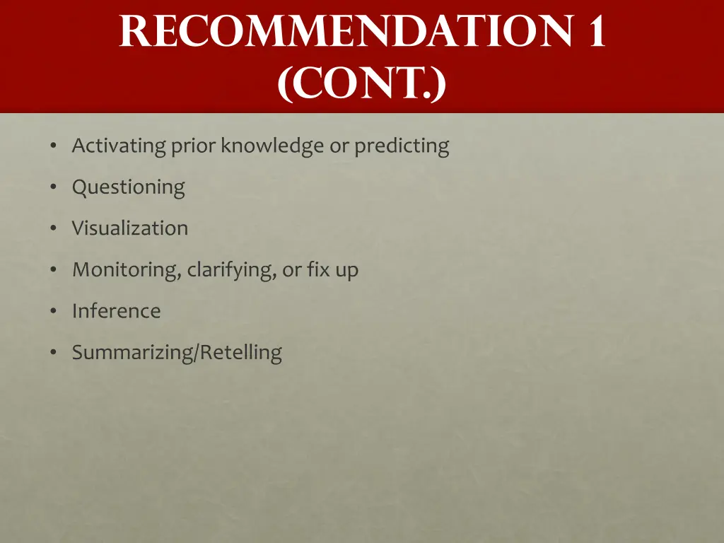 recommendation 1 cont 2
