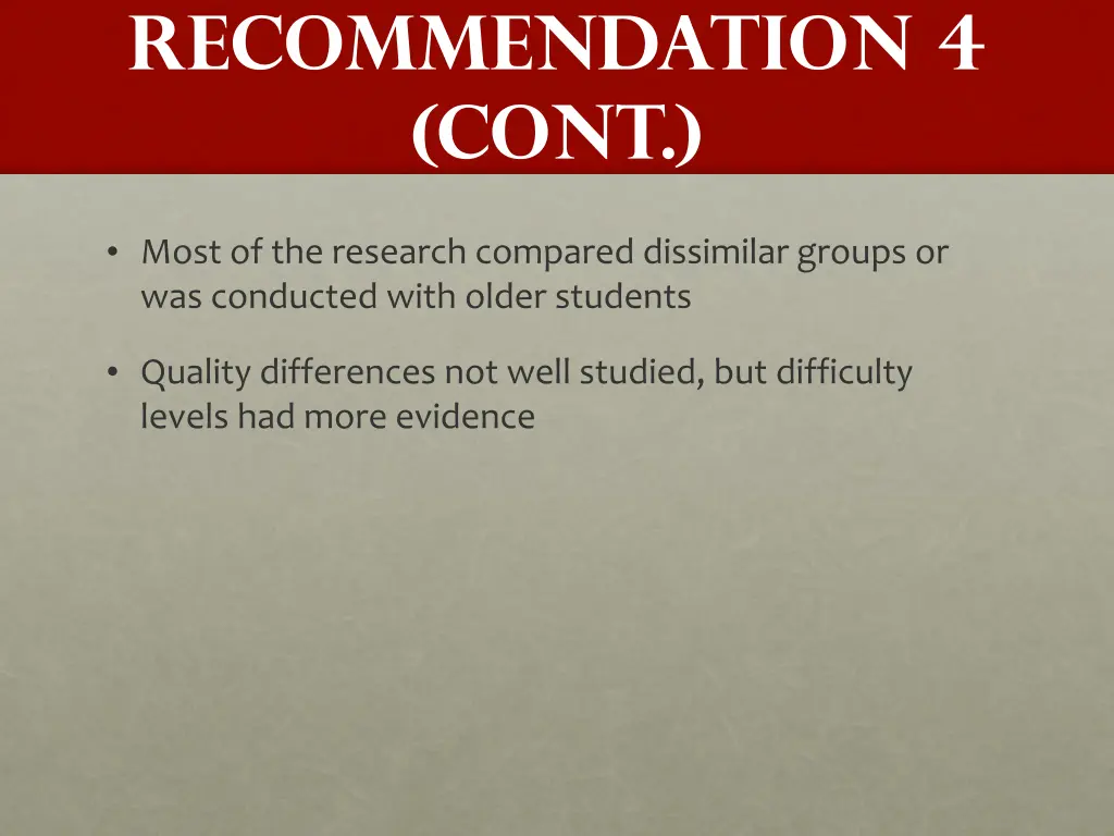 recommendation 4 cont