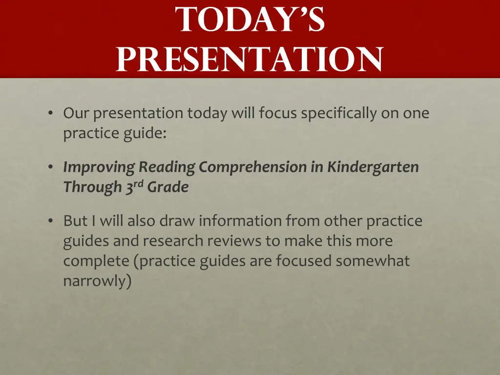 today s presentation