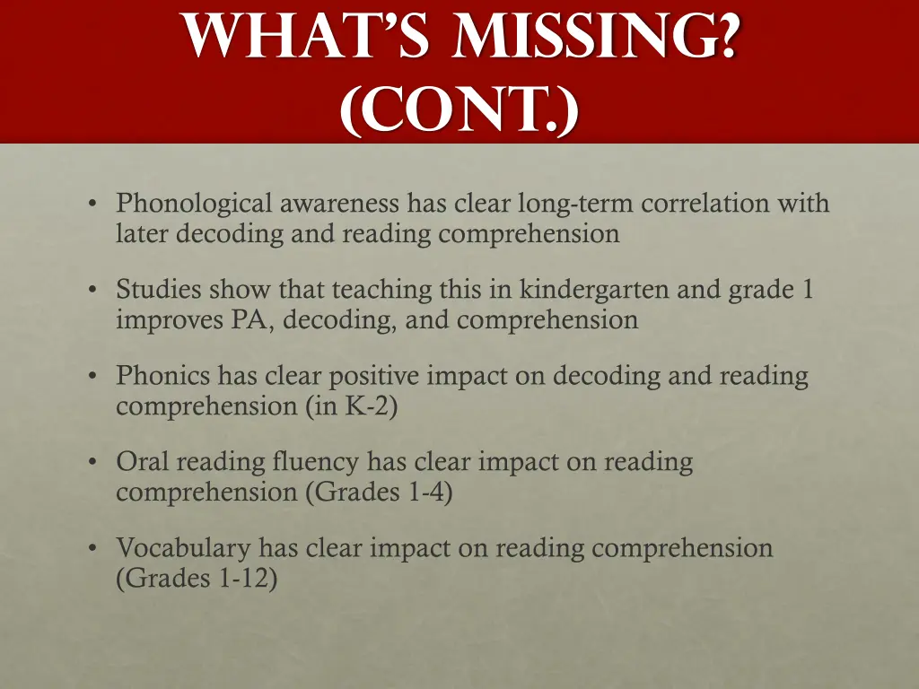 what s missing cont
