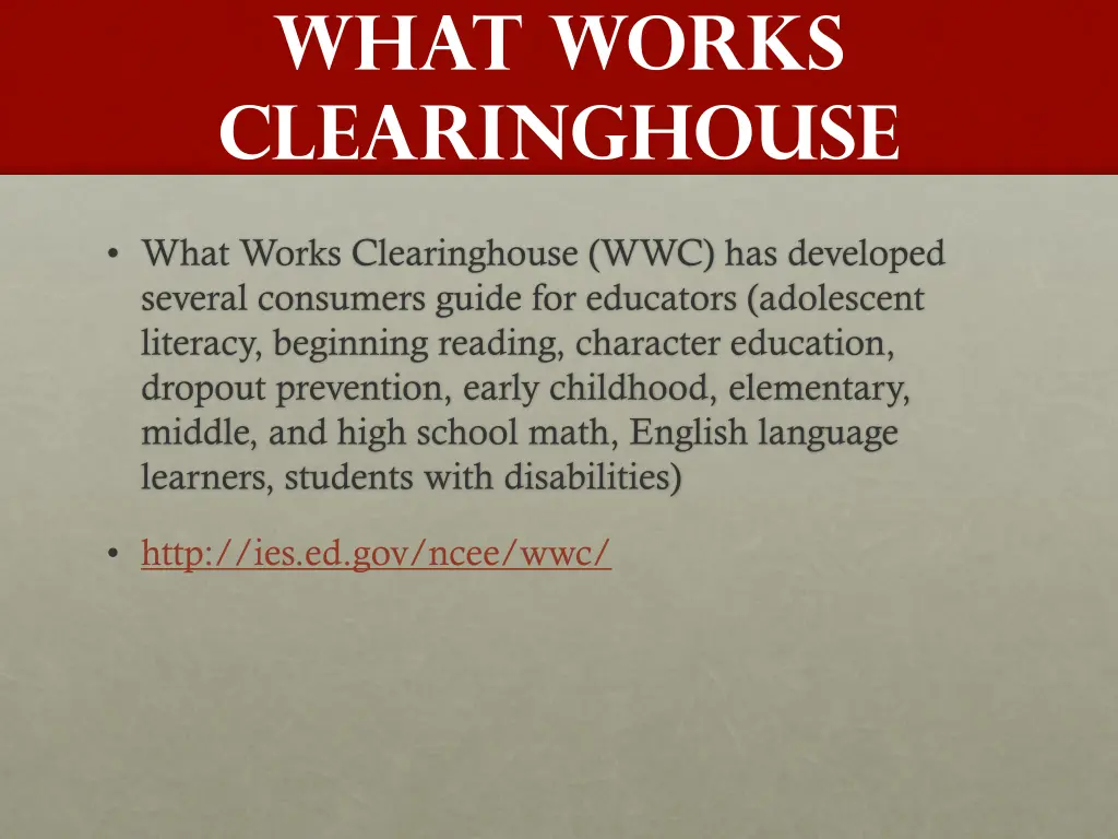 what works clearinghouse