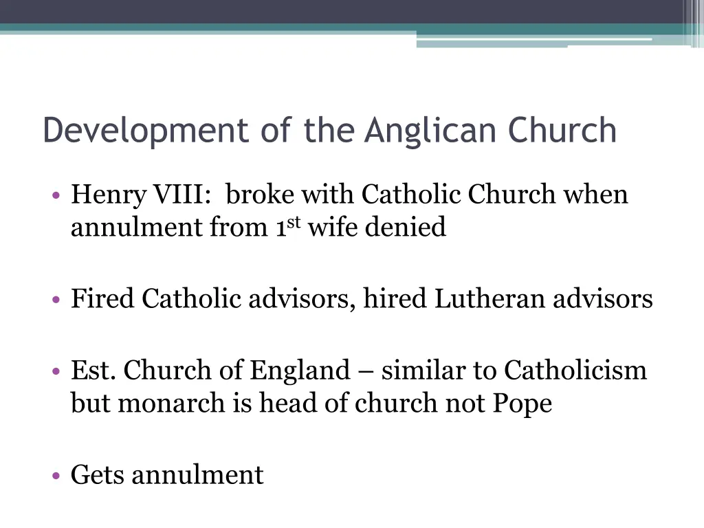 development of the anglican church