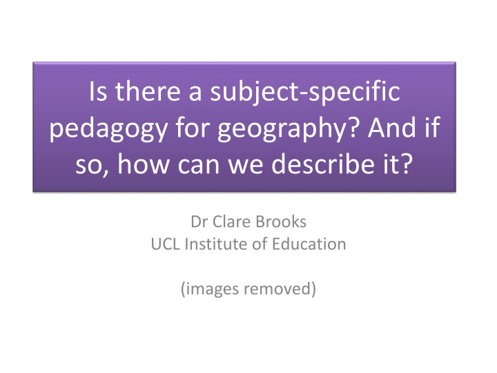 is there a subject specific pedagogy