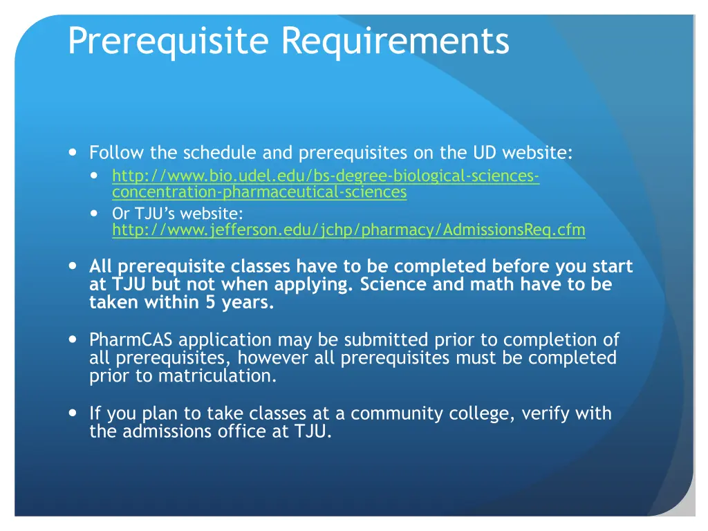prerequisite requirements