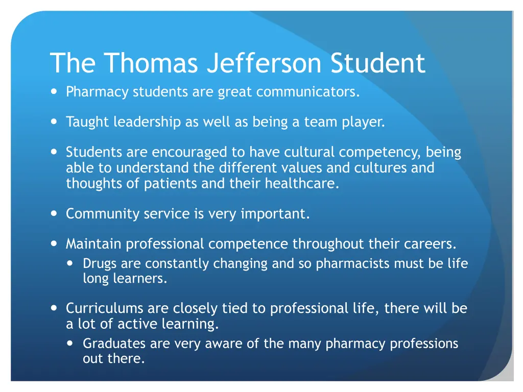 the thomas jefferson student pharmacy students