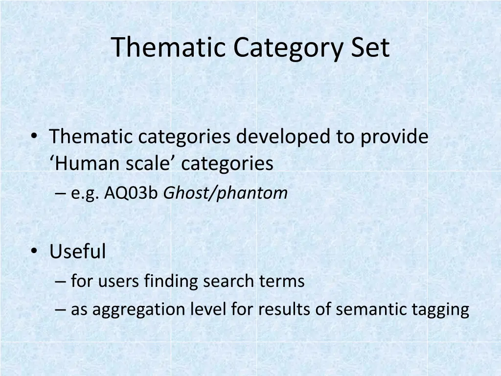 thematic category set