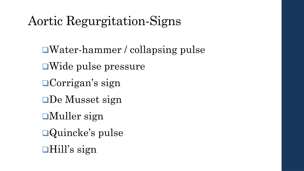 aortic regurgitation signs