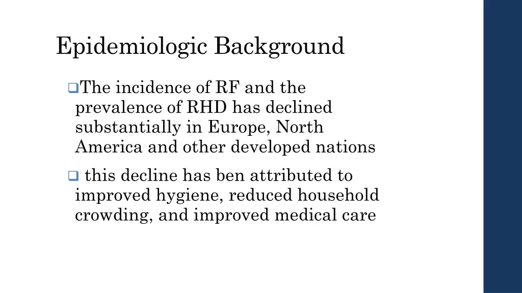 epidemiologic background