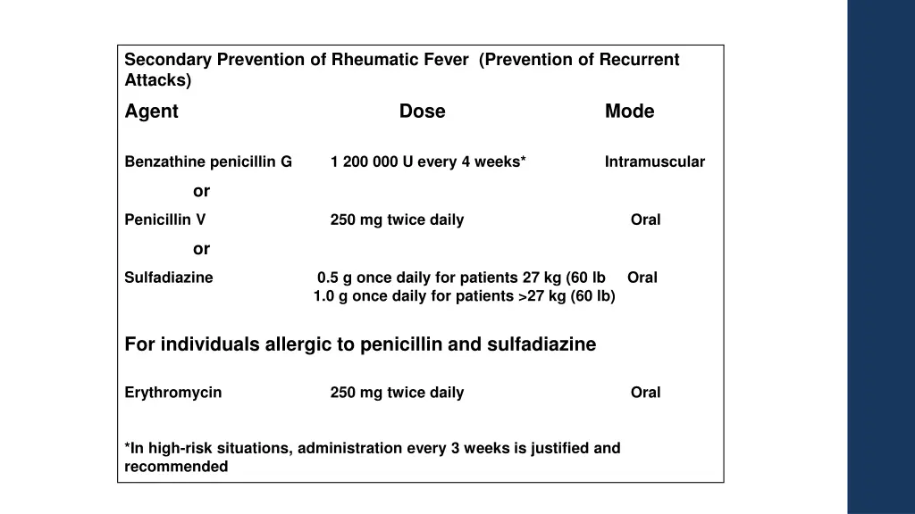 secondary prevention of rheumatic fever