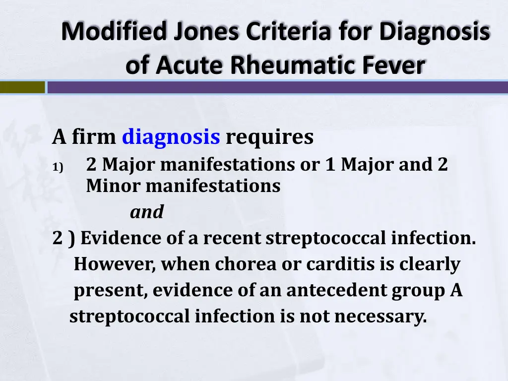 modified jones criteria for diagnosis of acute