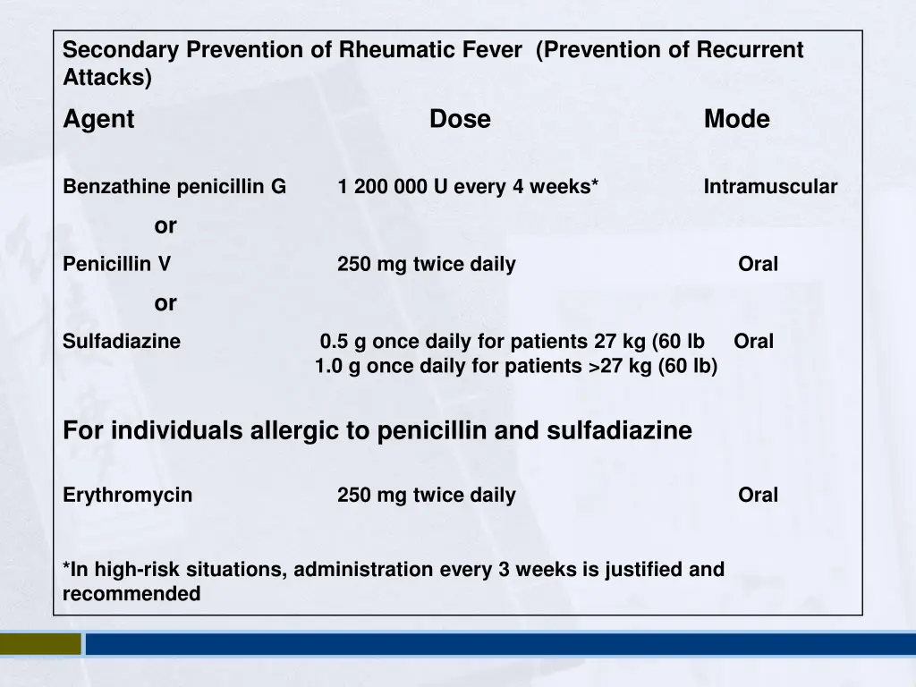 secondary prevention of rheumatic fever