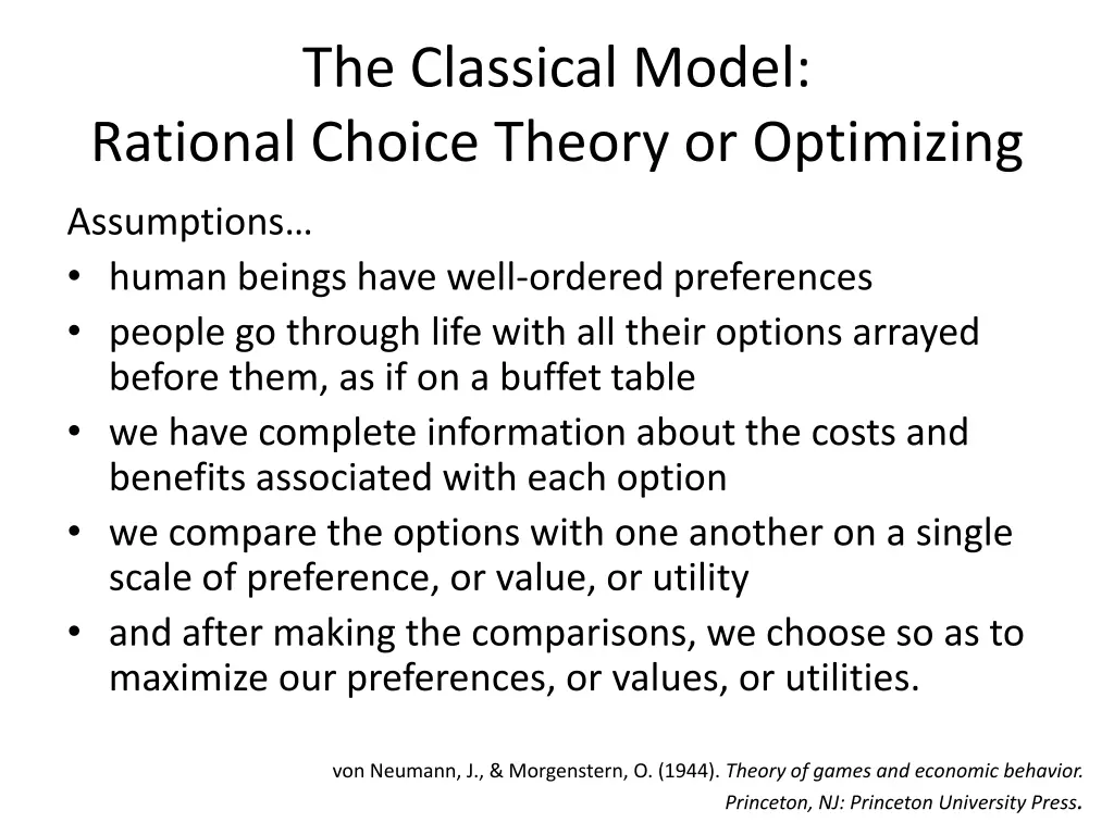 the classical model rational choice theory 1