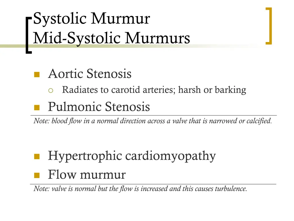 systolic murmur mid systolic murmurs