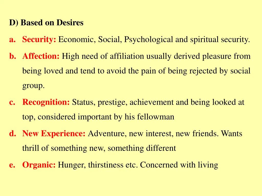 d based on desires