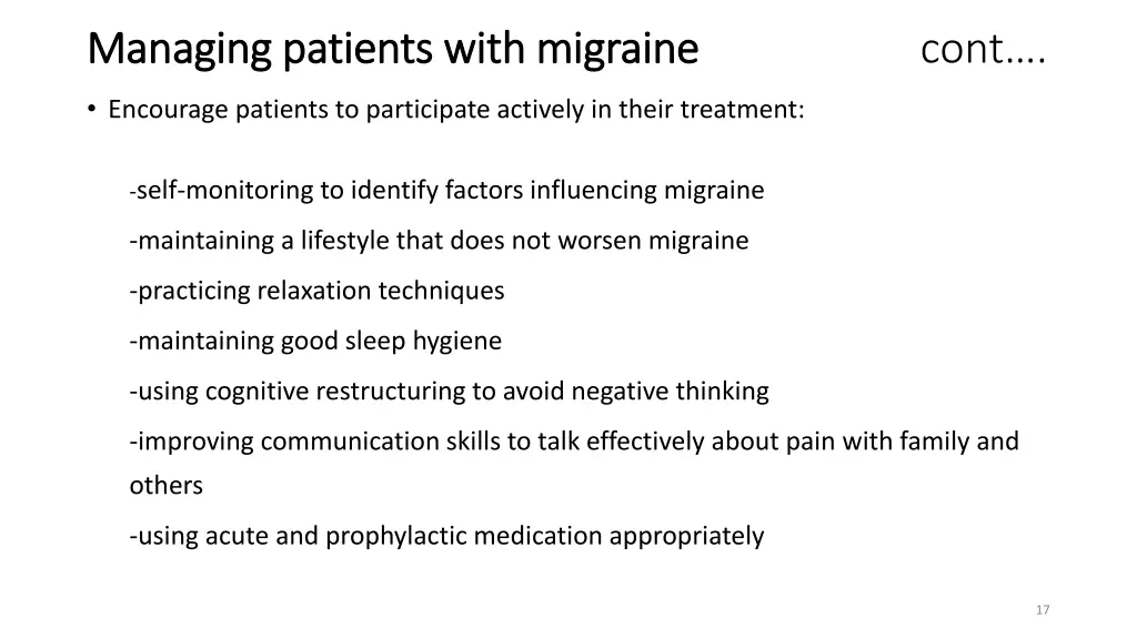 managing patients with migraine managing patients