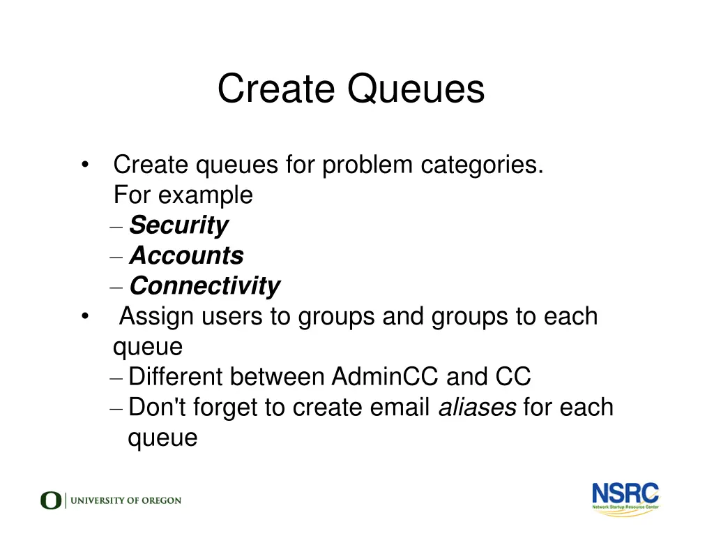 create queues