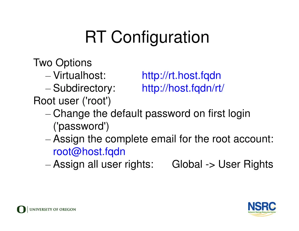 rt configuration