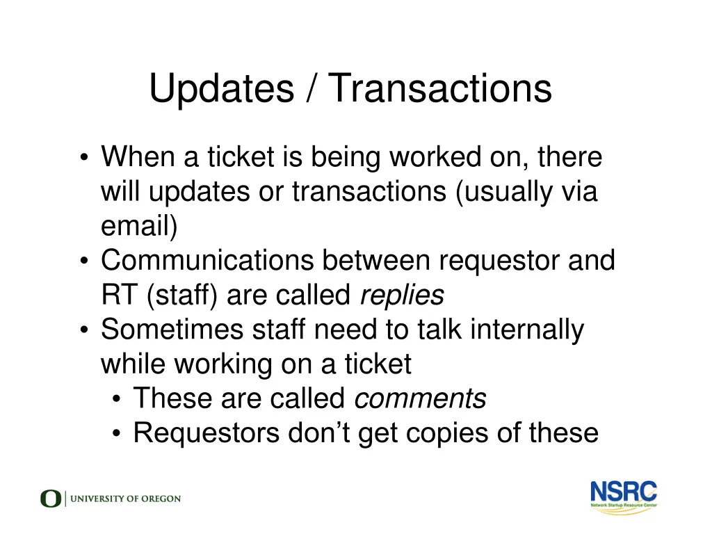 updates transactions