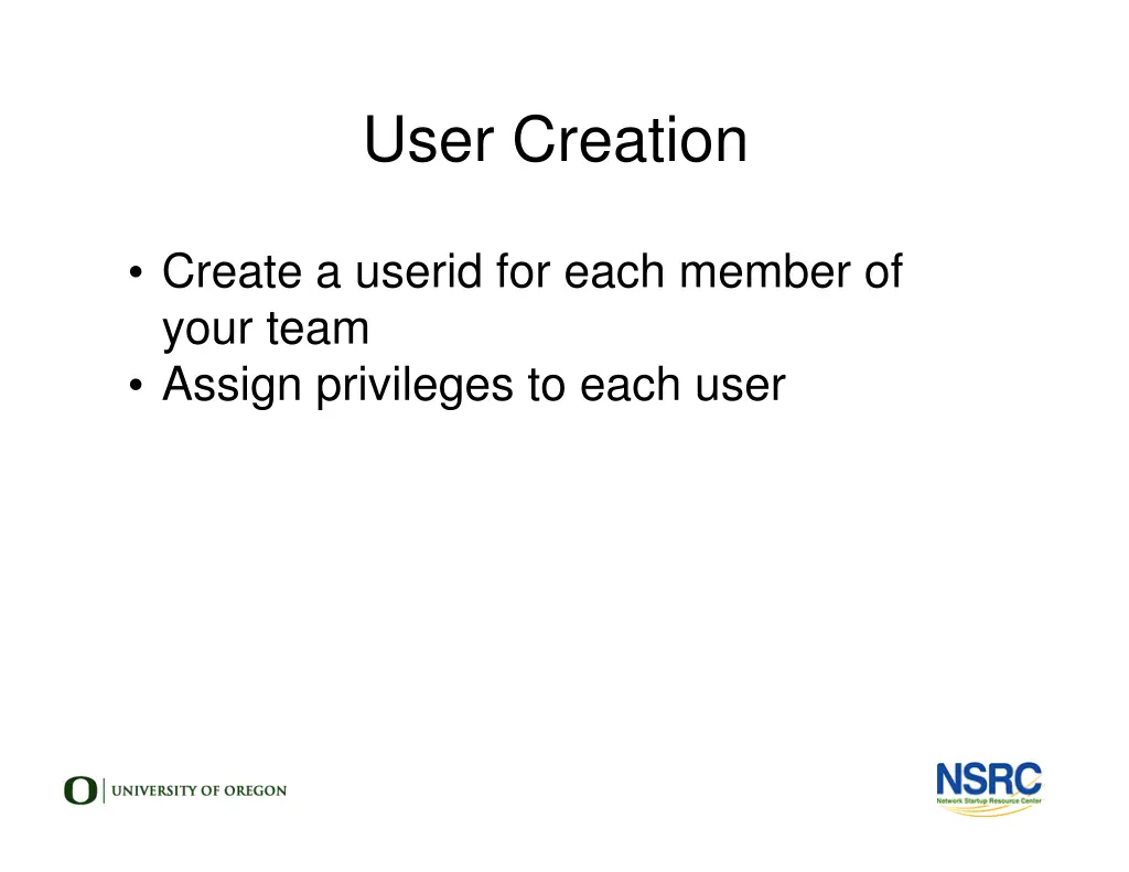 user creation