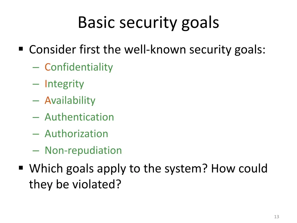 basic security goals