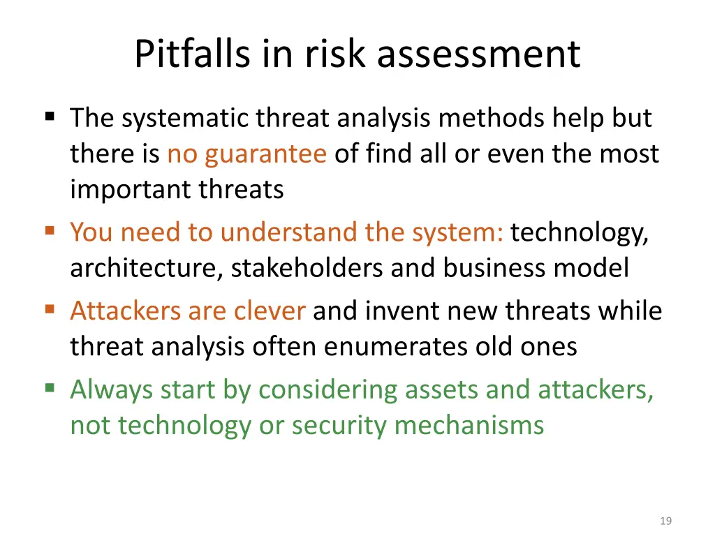 pitfalls in risk assessment