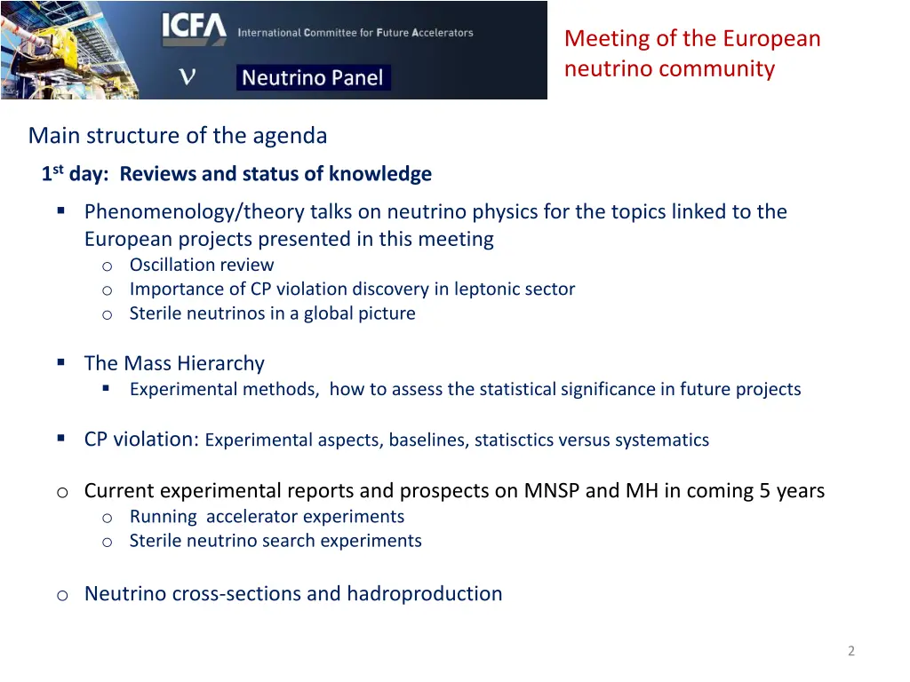 meeting of the european neutrino community 1
