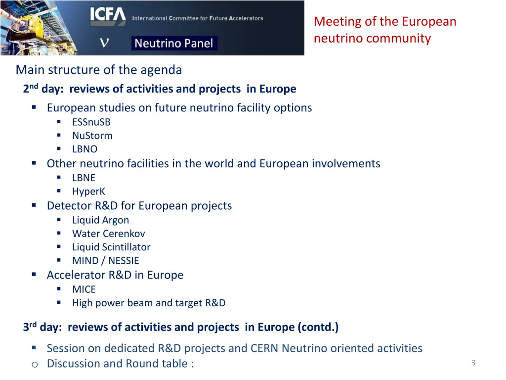 meeting of the european neutrino community 2