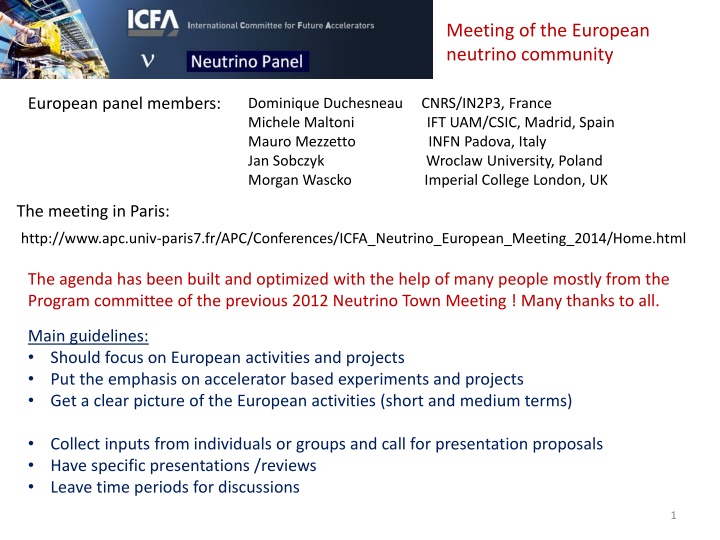 meeting of the european neutrino community