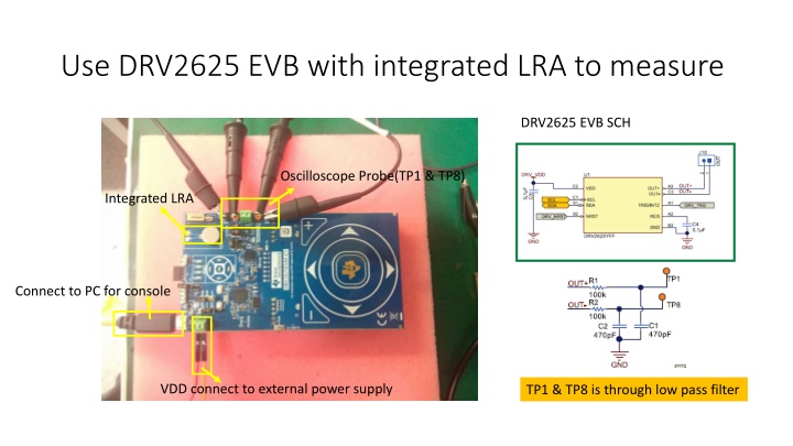 use drv2625 evb with integrated lra to measure