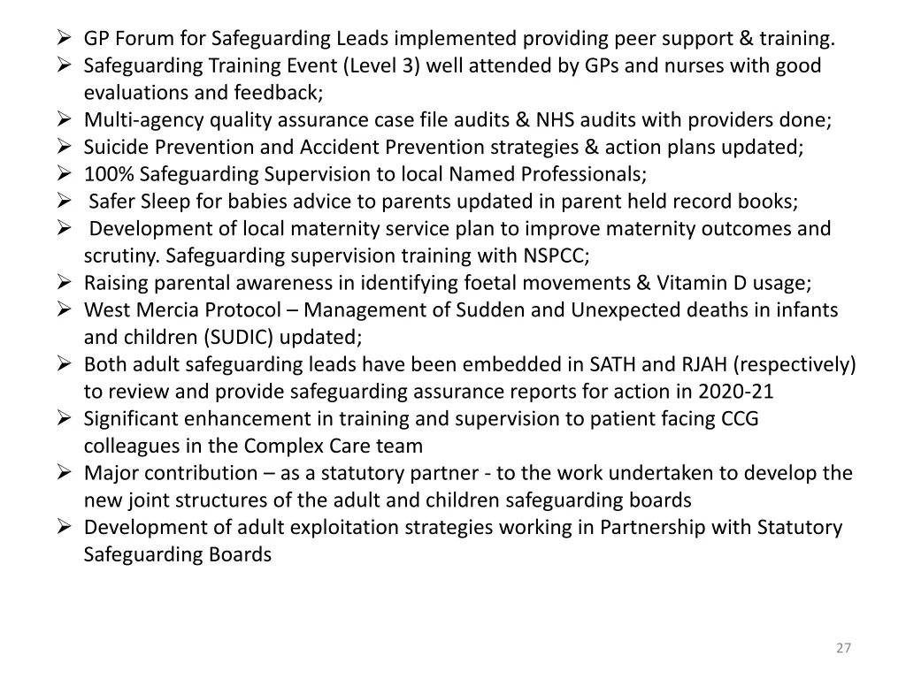 gp forum for safeguarding leads implemented