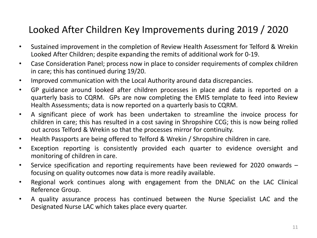 looked after children key improvements during
