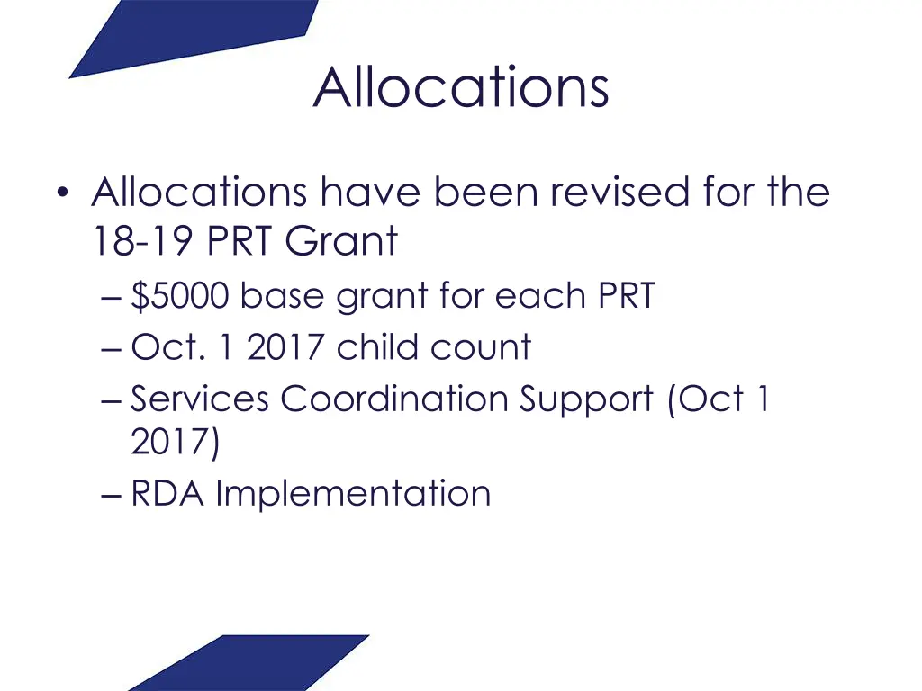 allocations