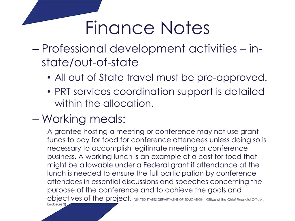 finance notes professional development activities