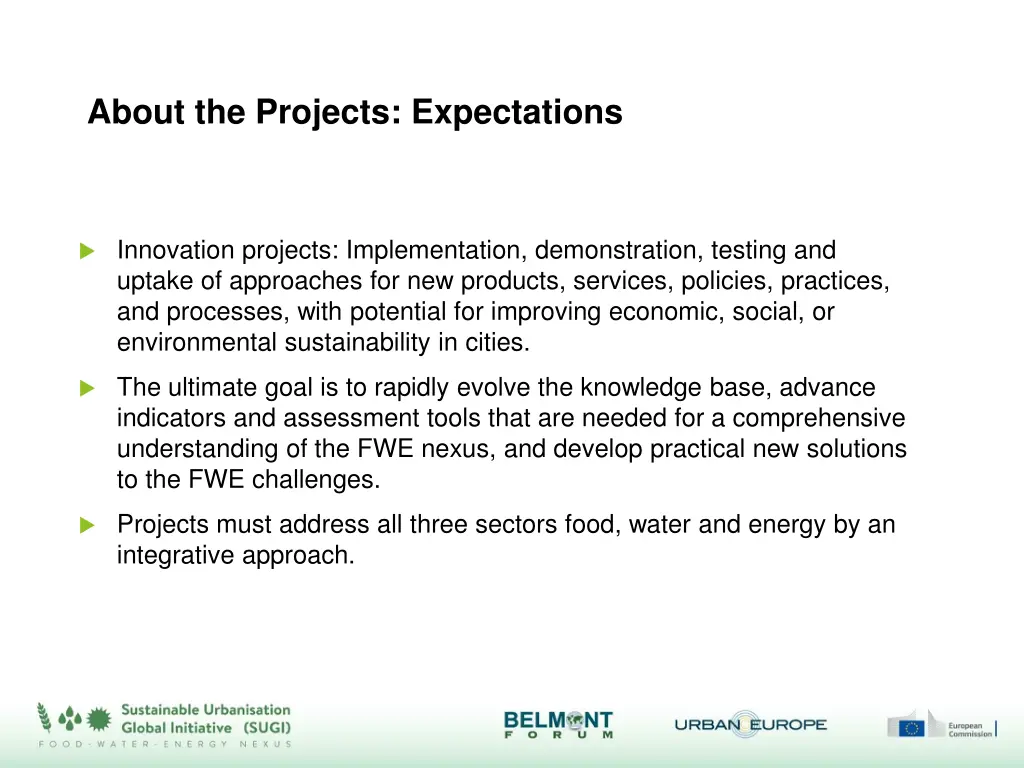 about the projects expectations