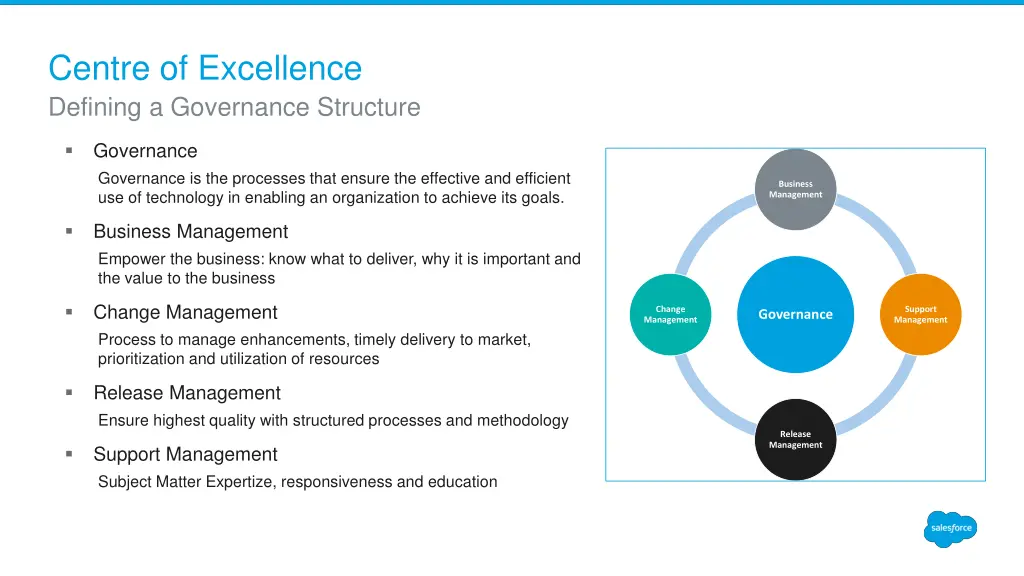 centre of excellence defining a governance