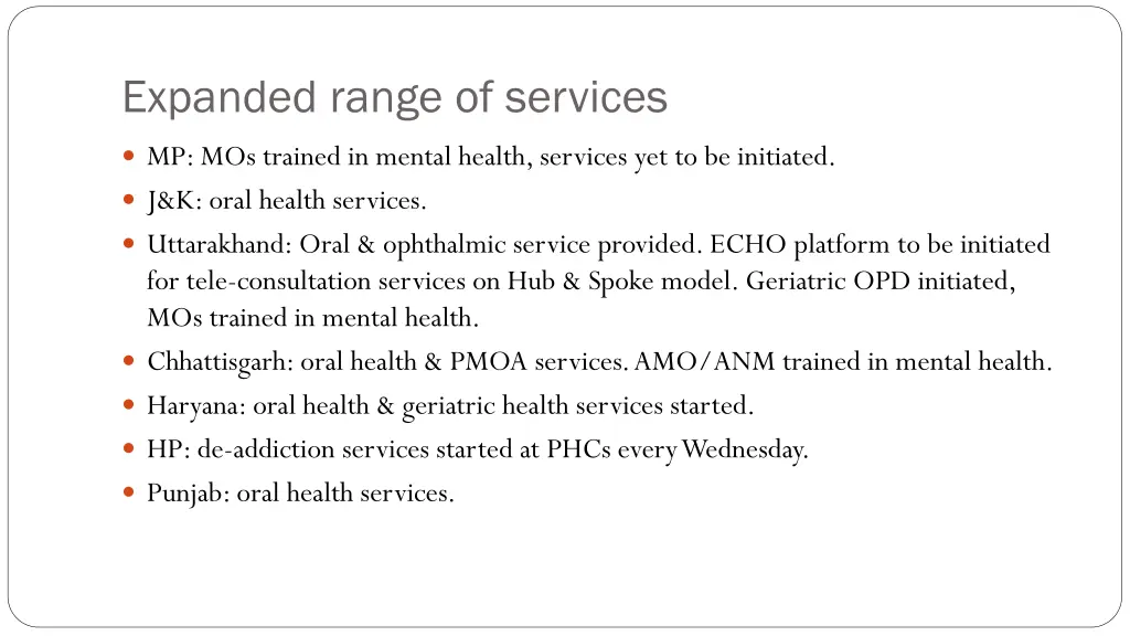 expanded range of services