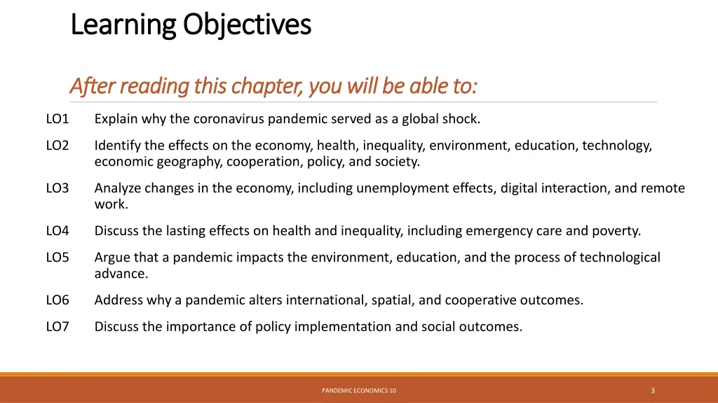 learning objectives learning objectives