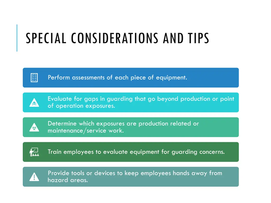 special considerations and tips