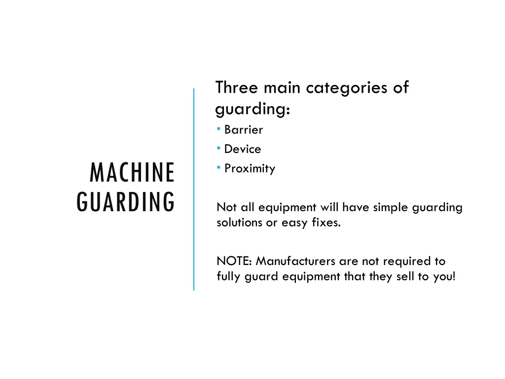 three main categories of guarding barrier device