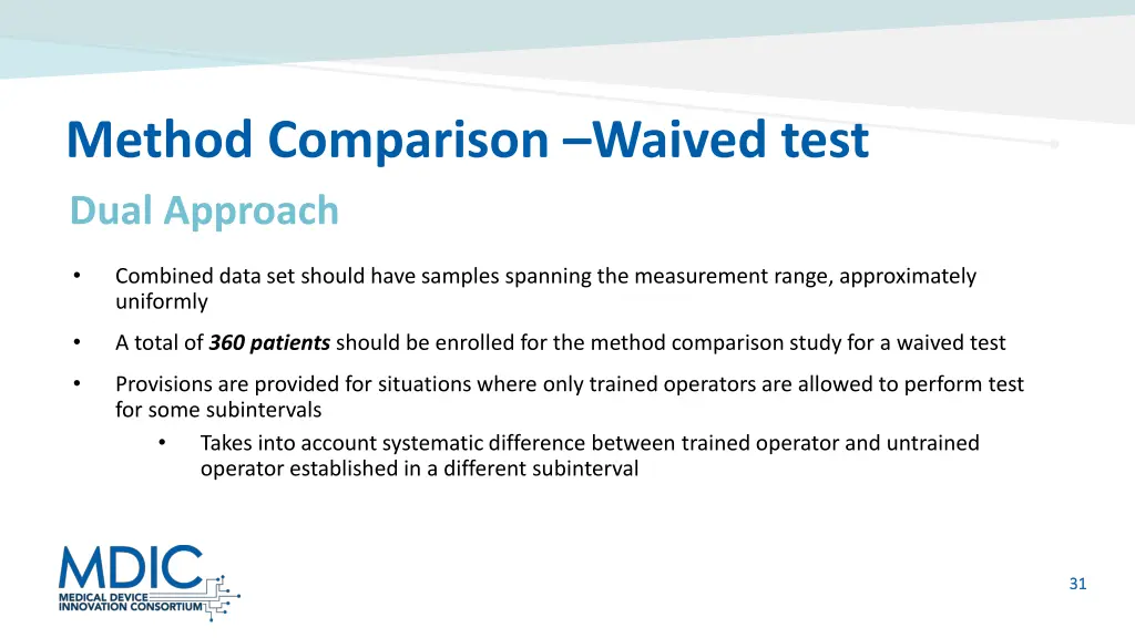 method comparison waived test 1