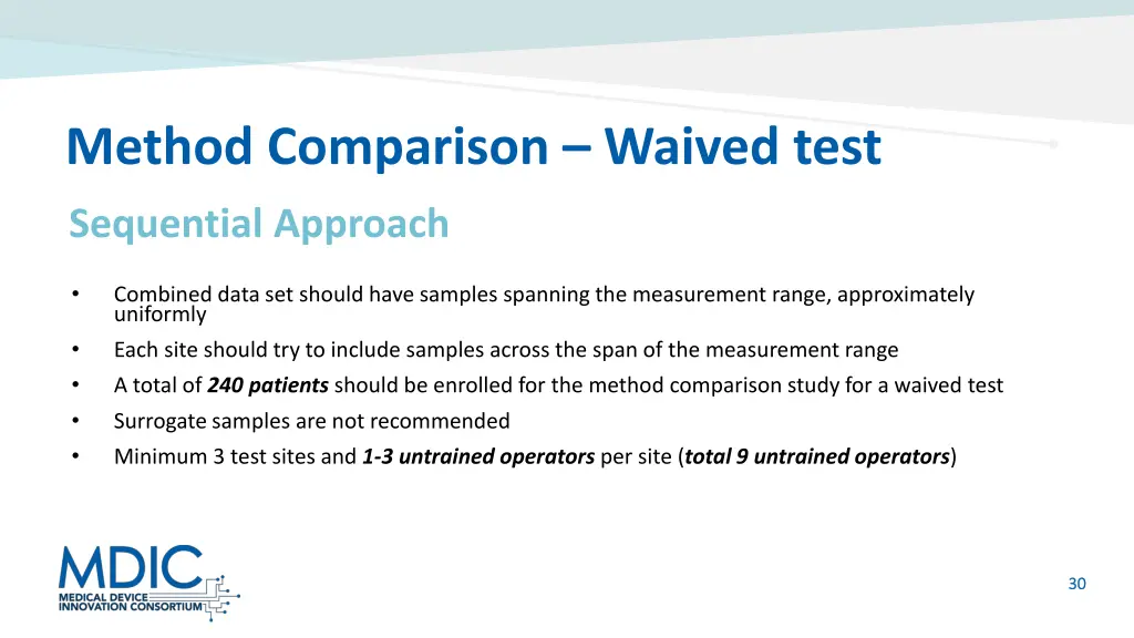 method comparison waived test