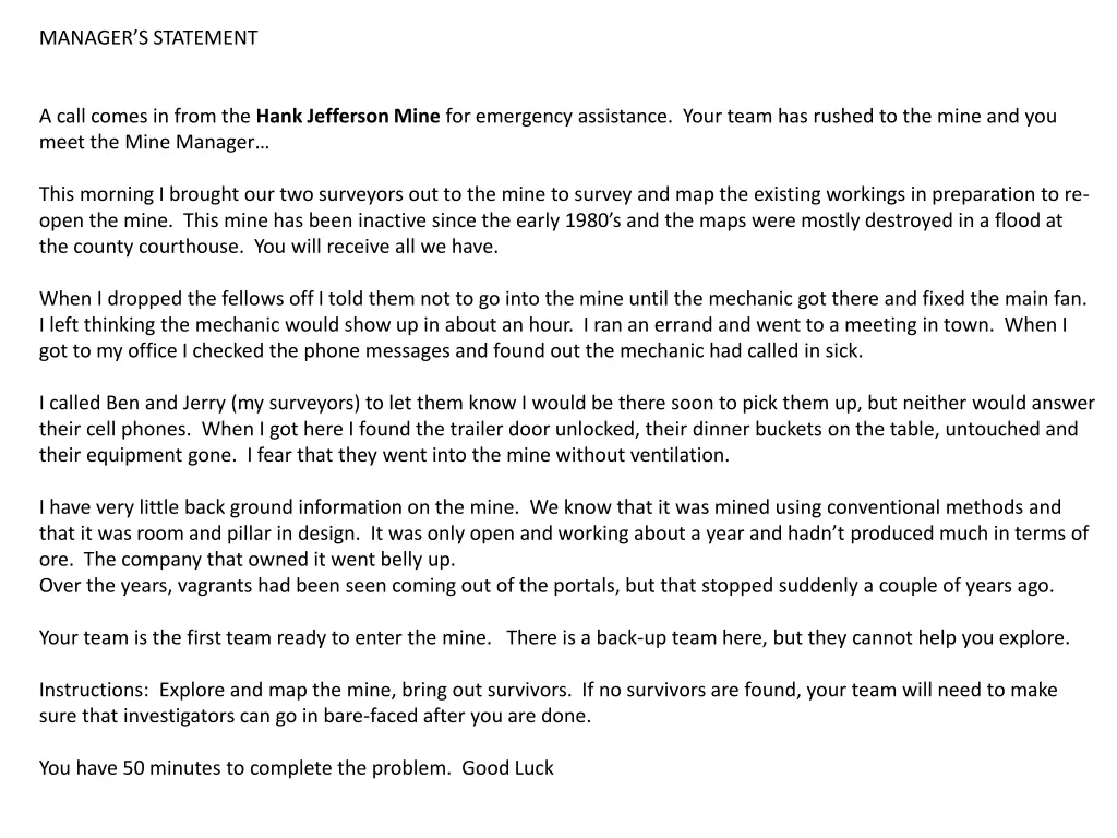 manager s statement