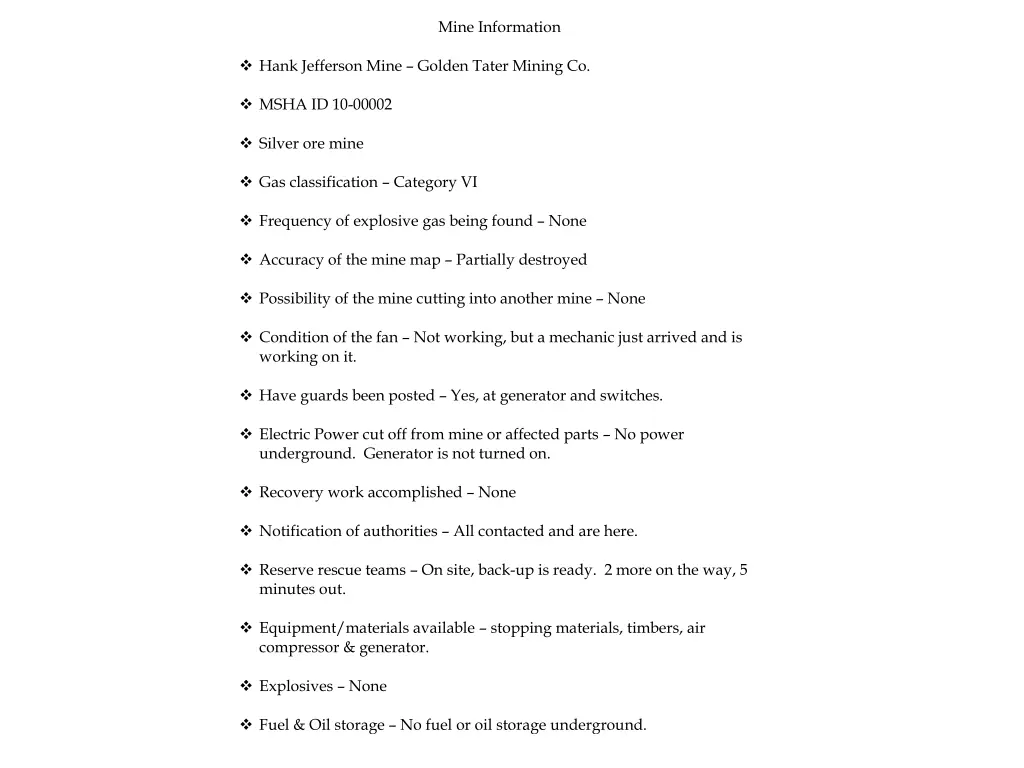 mine information