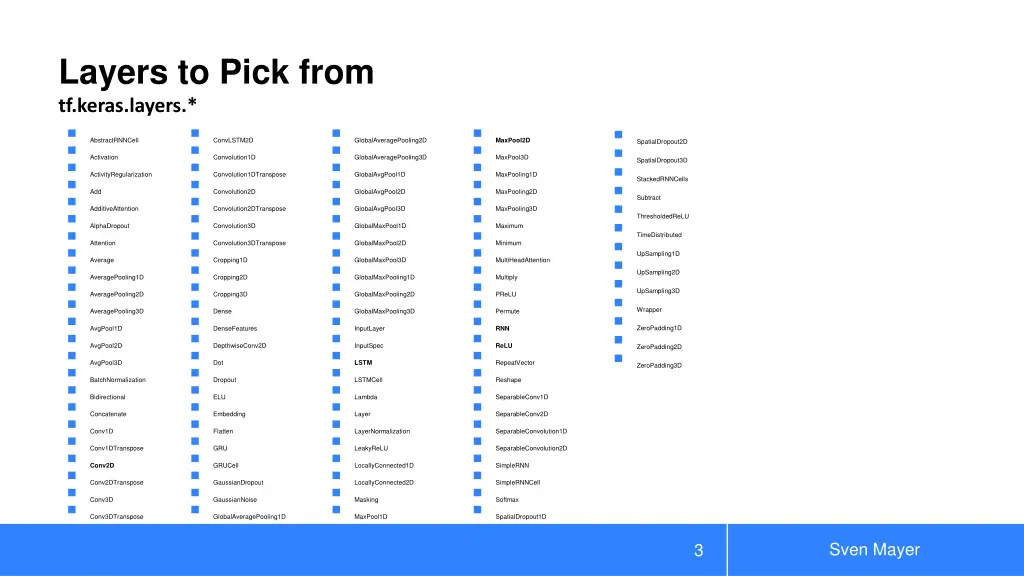 layers to pick from tf keras layers
