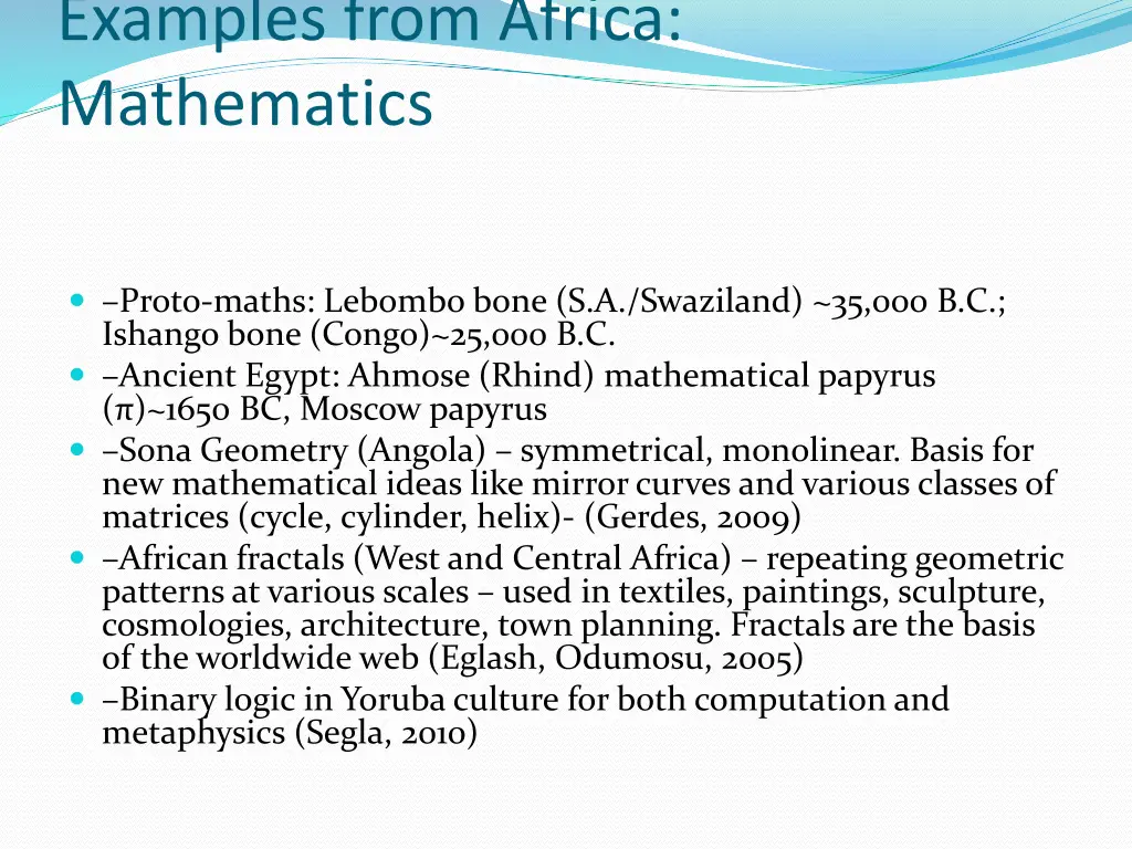 examples from africa mathematics