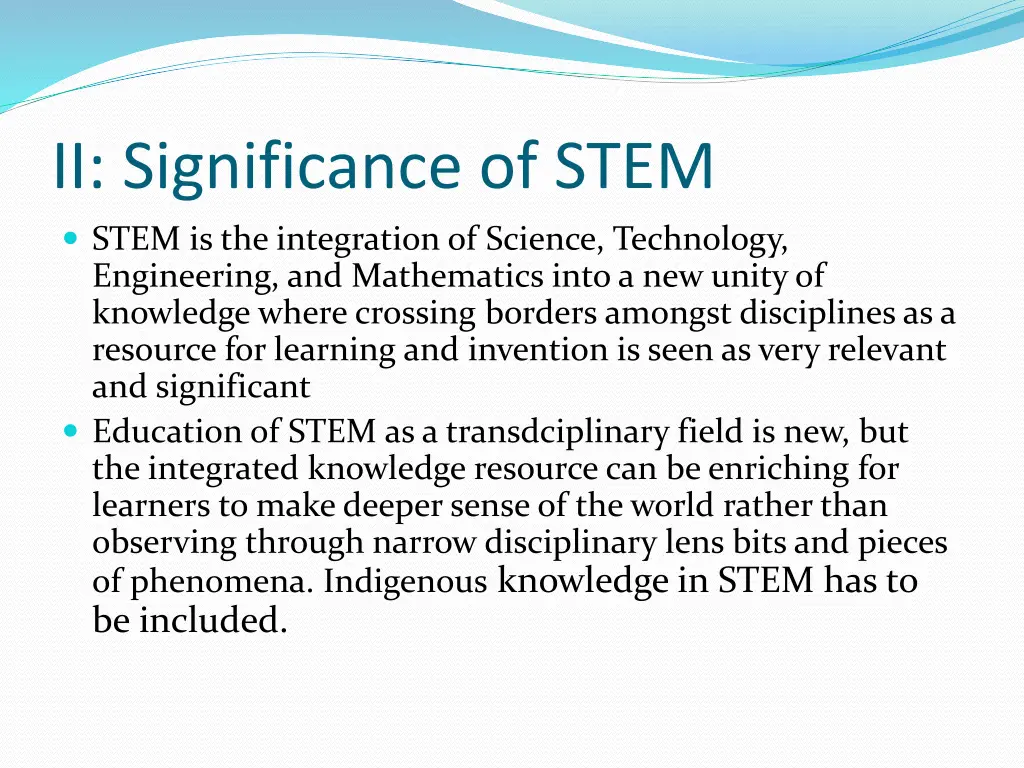 ii significance of stem