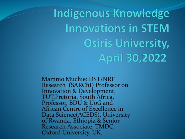 mammo muchie dst nrf research sarchi professor