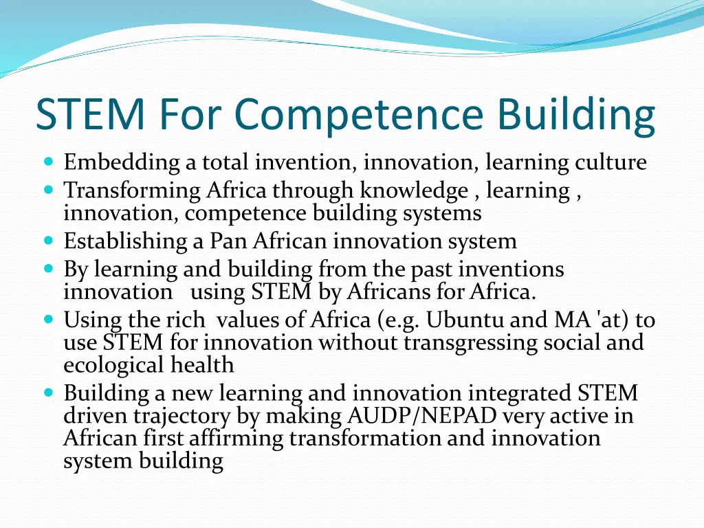 stem for competence building embedding a total